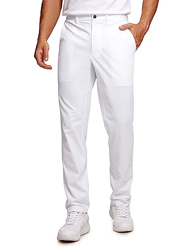 CRZ YOGA Herren Golfhose Schnelltrocknend Anzughose Stretch Hose Sporthose Jogginghose Atmungsaktive Golf Trousers -76cm Weiss 33W von CRZ YOGA