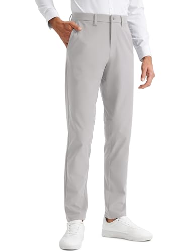 CRZ YOGA Herren Golfhose Schnelltrocknend Anzughose Stretch Hose Sporthose Jogginghose Atmungsaktive Golf Trousers -81cm Möwe Grau 34W von CRZ YOGA