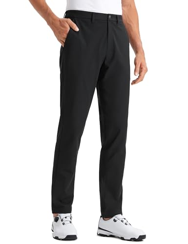 CRZ YOGA Herren Golfhose Schnelltrocknend Anzughose Stretch Hose Sporthose Jogginghose Atmungsaktive Golf Trousers -81cm Schwarz 32W von CRZ YOGA
