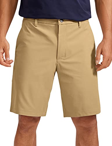 CRZ YOGA Herren Golfshorts Lässig Alltag Bequem Leicht Flache Front-Shorts mit Taschen - 23cm Khaki-Sand 36W von CRZ YOGA