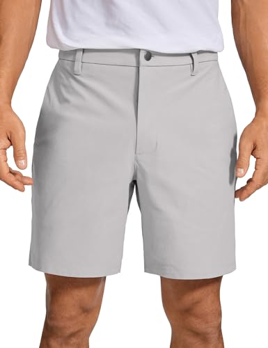 CRZ YOGA Herren Golfshorts Lässig Alltag Bequem Leicht Flache Front-Shorts mit Taschen - 23cm Möwe Grau 36W von CRZ YOGA
