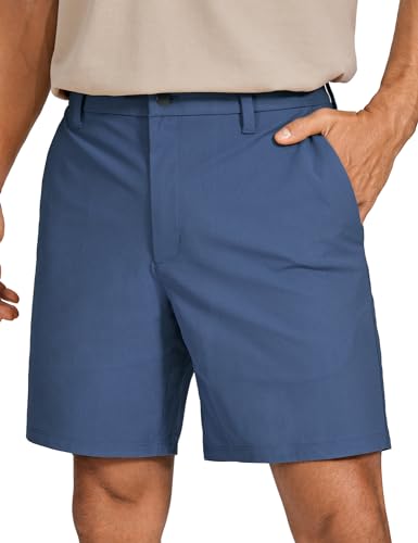 CRZ YOGA Herren Golfshorts Lässig Alltag Bequem Leicht Flache Front-Shorts mit Taschen - 18cm Elektrisches Blau 32W von CRZ YOGA