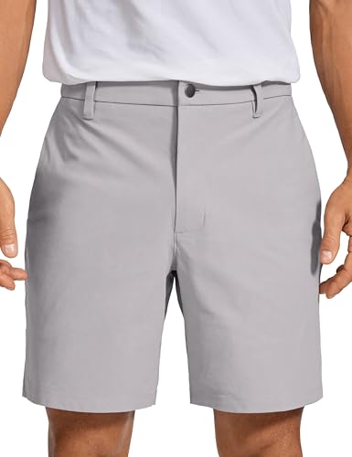 CRZ YOGA Herren Golfshorts Lässig Alltag Bequem Leicht Flache Front-Shorts mit Taschen - 18cm Möwe Grau 31W von CRZ YOGA