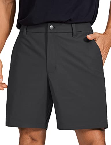 CRZ YOGA Herren Golfshorts Lässig Alltag Bequem Leicht Flache Front-Shorts mit Taschen - 18cm Tinte grau 34W von CRZ YOGA
