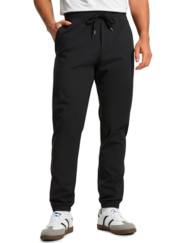 CRZ YOGA Herren Joggerhose Trainingshose Leichte Elastische Sporthose Fitnesshose - 76cm Schwarz L von CRZ YOGA