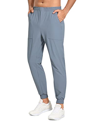 CRZ YOGA Herren Jogginghose Traingshose Sporthose Fitness Sweat Pants mit Reißverschlusstasche grau L von CRZ YOGA