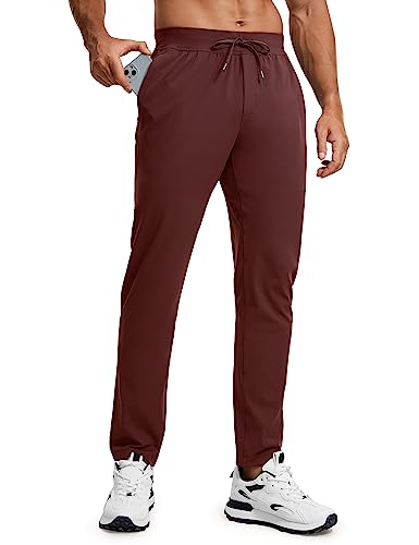 CRZ YOGA Herren Leicht Joggerhose Slim Fit Casual Jogger Sporthose Freizeithose Trainingshose mit Taschen - 76cm Dunkelrot L von CRZ YOGA