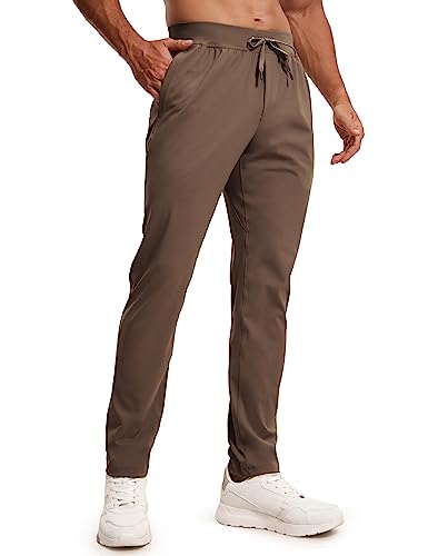 CRZ YOGA Herren Leicht Joggerhose Slim Fit Casual Jogger Sporthose Freizeithose Trainingshose mit Taschen - 76cm Dunkles Olivbraun XL von CRZ YOGA