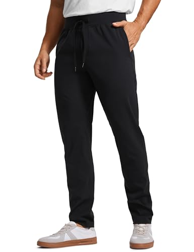 CRZ YOGA Herren Leicht Joggerhose Slim Fit Casual Jogger Sporthose Freizeithose Trainingshose mit Taschen - 76cm Schwarz L von CRZ YOGA