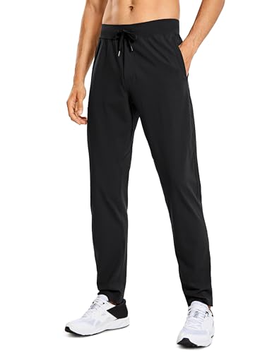 CRZ YOGA Herren Leicht Joggerhose Slim Fit Casual Jogger Sporthose Freizeithose Trainingshose mit Taschen - 76cm Schwarz XL von CRZ YOGA