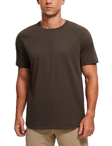 CRZ YOGA Herren Leichte Funktionsshirt Schnelltrocknend Kurzarm-T-Shirt Atmungsaktiv Trainingsshirt Workout Sport Oberteile Moca Oscuro XXL von CRZ YOGA