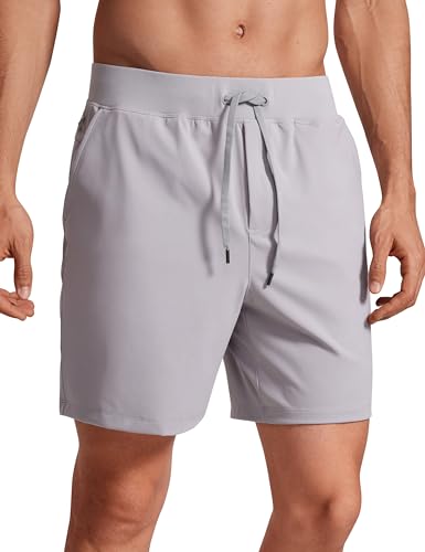 CRZ YOGA Herren Leichte Workout Shorts Laufshorts Sporthose Trainingsshorts Casual Kurze Hosen mit Taschen - 18cm Möwe Grau S von CRZ YOGA