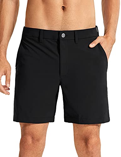 CRZ YOGA Herren Schnell Trocknend Golf Shorts Leichte Kurze Hose Sporthose mit Taschen Schwarz 31W von CRZ YOGA