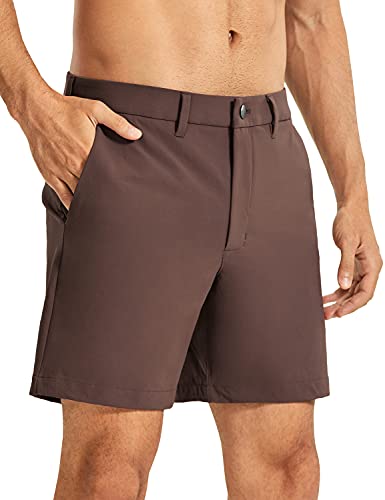 CRZ YOGA Herren Schnell Trocknend Golf Shorts Leichte Kurze Hose Sporthose mit Taschen Lila Taupe 33W von CRZ YOGA