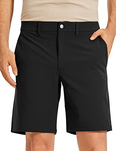 CRZ YOGA Herren Schnell Trocknend Golf Shorts Leichte Kurze Hose Sporthose mit Taschen Schwarz 32W von CRZ YOGA