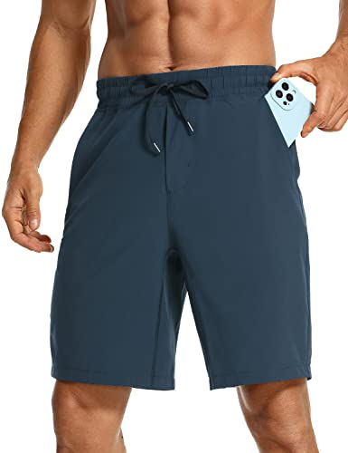 CRZ YOGA Herren Sports Shorts Schnelltrocknend Fitness Kurz Hose Laufshorts mit Taschen - 18/23cm Dunkelviolett blau XL von CRZ YOGA