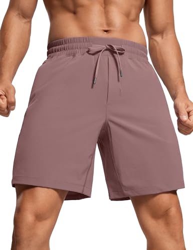 CRZ YOGA Herren Sports Shorts Schnelltrocknend Fitness Kurz Hose Laufshorts mit Taschen - 18/23cm Malve XL von CRZ YOGA