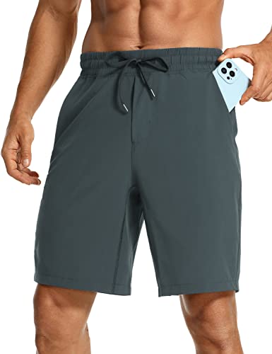 CRZ YOGA Herren Sports Shorts Schnelltrocknend Fitness Kurz Hose Laufshorts mit Taschen - 18/23cm Melanit L von CRZ YOGA