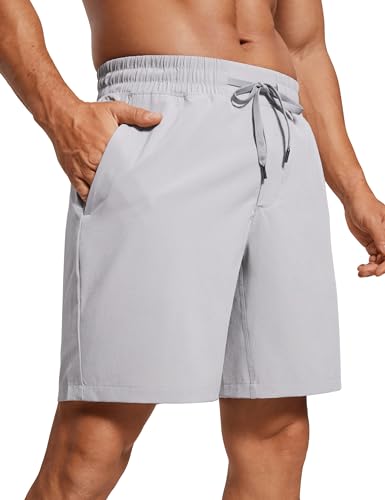 CRZ YOGA Herren Sports Shorts Schnelltrocknend Fitness Kurz Hose Laufshorts mit Taschen - 18/23cm Möwe Grau L von CRZ YOGA