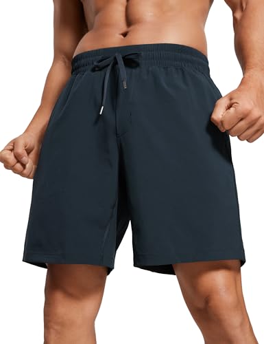 CRZ YOGA Herren Sports Shorts Schnelltrocknend Fitness Kurz Hose Laufshorts mit Taschen - 18cm Echte Marine L von CRZ YOGA