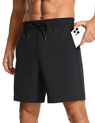 CRZ YOGA Herren Sports Shorts Schnelltrocknend Fitness Kurz Hose Laufshorts mit Taschen - 18cm Schwarz S von CRZ YOGA