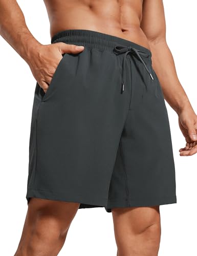 CRZ YOGA Herren Sports Shorts Schnelltrocknend Fitness Kurz Hose Laufshorts mit Taschen - 18cm Tinte grau XL von CRZ YOGA