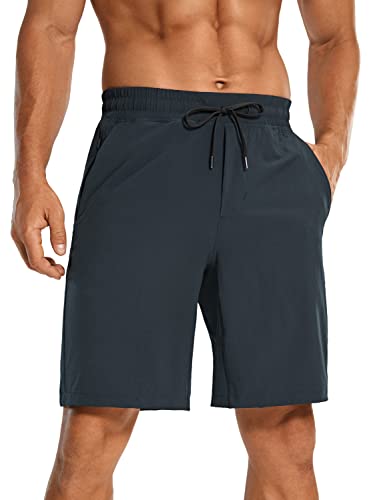 CRZ YOGA Herren Sports Shorts Schnelltrocknend Fitness Kurz Hose Laufshorts mit Taschen - 23cm Echte Marine M von CRZ YOGA