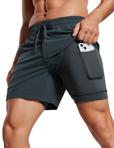 CRZ YOGA Herren Workout Shorts Schnelltrocknend Laufshorts Sporthose Trainingsshorts Kurze Hosen mit Taschen - 13cm Melanit M von CRZ YOGA
