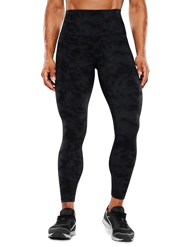 CRZ YOGA Hugged Feeling Damen High Waist Sports Leggings Blickdicht Yoga Leggins Kompression Sporthose mit Tasche - 64cm Der Rauchtintennebel 34 von CRZ YOGA