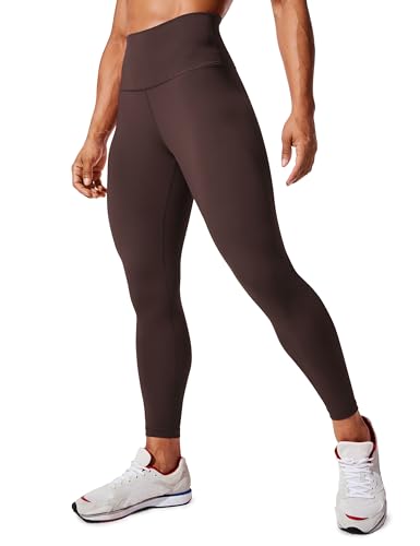 CRZ YOGA Hugged Feeling Damen High Waist Sports Leggings Blickdicht Yoga Leggins Kompression Sporthose mit Tasche - 64cm HeiÃŸes Fudge-Brown 42 von CRZ YOGA