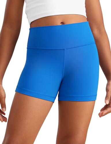 CRZ YOGA Mädchen Butterluxe High Waist Short Leggings Kinder Radlerhose Laufhose Sommer Sportleggings Kurz Hose Sport Gym Shorts Funkelndes Blau S von CRZ YOGA