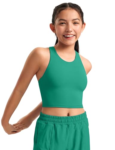 CRZ YOGA Mädchen Butterluxe Sport Tank Top Racerback Running Crop Top Ärmellos Oberteile Atmungsaktiv Tops Cascadia Grün S von CRZ YOGA