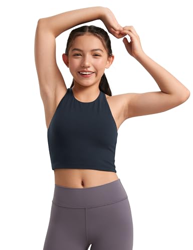 CRZ YOGA Mädchen Butterluxe Sport Tank Top Racerback Running Crop Top Ärmellos Oberteile Atmungsaktiv Tops Echte Marine S von CRZ YOGA