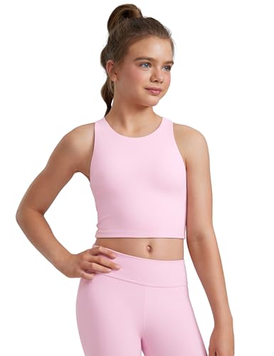 CRZ YOGA Mädchen Butterluxe Sport Tank Top Racerback Running Crop Top Ärmellos Oberteile Atmungsaktiv Tops Rosa Pfingstrose S von CRZ YOGA