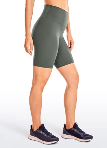 CRZ YOGA Naked Feeling Damen Radlerhose Blickdicht Hohe Taille Kurze Sporthose Yoga Sommer Shorts für Gym Sport - 20cm Grauer Salbei 38 von CRZ YOGA