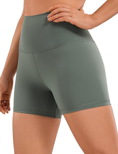 CRZ YOGA Naked Feeling Damen Radlerhose Blickdicht Hohe Taille Kurze Sporthose Yoga Sommer Shorts für Gym Sport - 7cm Grauer Salbei 36 von CRZ YOGA