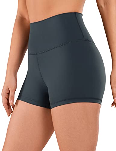 CRZ YOGA Naked Feeling Damen Radlerhose Blickdicht Hohe Taille Kurze Sporthose Yoga Sommer Shorts für Gym Sport - 7cm Melanit 36 von CRZ YOGA