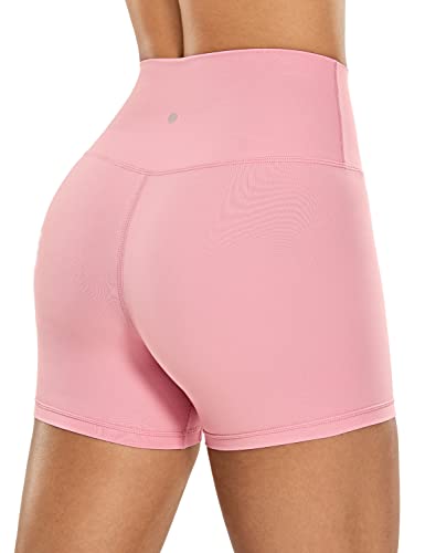 CRZ YOGA Naked Feeling Damen Radlerhose Blickdicht Hohe Taille Kurze Sporthose Yoga Sommer Shorts für Gym Sport - 10cm Das Herzschlagpulver 36 von CRZ YOGA