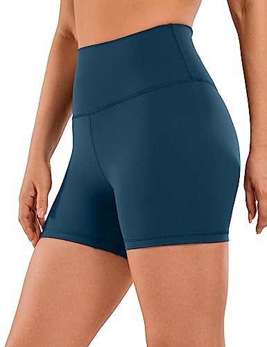 CRZ YOGA Naked Feeling Damen Radlerhose Blickdicht Hohe Taille Kurze Sporthose Yoga Sommer Shorts für Gym Sport - 10cm FRANZÖSISCHE Marine 36 von CRZ YOGA