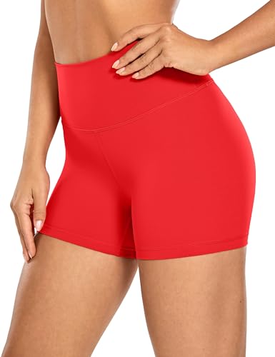 CRZ YOGA Naked Feeling Damen Radlerhose Blickdicht Hohe Taille Kurze Sporthose Yoga Sommer Shorts für Gym Sport - 10cm Tiefrot 34 von CRZ YOGA