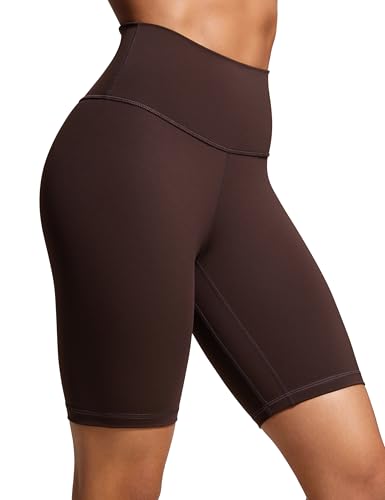 CRZ YOGA Naked Feeling Damen Radlerhose Blickdicht Hohe Taille Kurze Sporthose Yoga Sommer Shorts für Gym Sport - 20cm Heißes Fudge-Brown 38 von CRZ YOGA