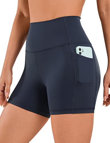 CRZ YOGA Naked Feeling Damen Radlerhose mit Taschen Hohe Taille Yoga Shorts Kurze Sporthose Sport Leggings Sportshorts - 10cm Marine 40 CRZ YOGA Naked Feeling Damen Radlerhose mit Taschen Hohe Taille Yoga Shorts Kurze Sporthose Sport Leggings Sportshorts - 10cm Marine 40 von CRZ YOGA