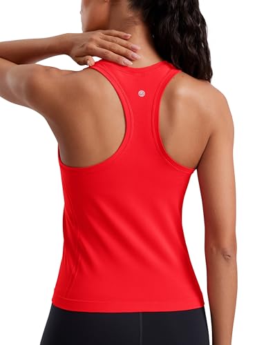 CRZ YOGA Seamless Damen Tanktops Ringerrücken Atmungsaktiv Workout Ärmelloses Top Hoher Hals Läuft Athletic Oberteille Hemden Tiefrot 40 von CRZ YOGA