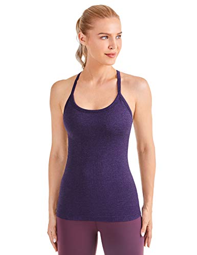 CRZ YOGA Damen Sport Tank Top Racerback Ärmelloses Shirt Sommer Leichte Yoga Tops Elastische Fitness Oberteile Beere lila 34 von CRZ YOGA