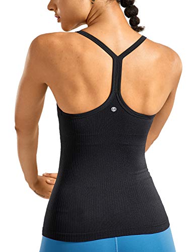 CRZ YOGA Damen Sport Tank Top Racerback Ärmelloses Shirt Sommer Leichte Yoga Tops Elastische Fitness Oberteile Schwarz 38 von CRZ YOGA