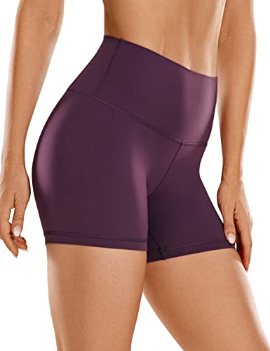 CRZ YOGA Womens Kurze Sporthose Laufshorts Sommer Radlerhose High Waist Yoga Fitness Shorts - ButterLuxe - 10cm Dunkellila 38 von CRZ YOGA