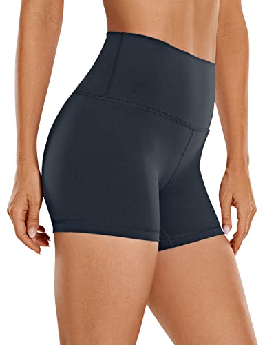 CRZ YOGA Womens Kurze Sporthose Laufshorts Sommer Radlerhose High Waist Yoga Fitness Shorts - ButterLuxe - 10cm Echte Marine 38 von CRZ YOGA