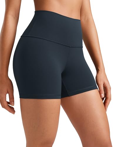 CRZ YOGA Butterluxe Damen Radlerhose Kurze Sporthose High Waist Yoga Sommer Shorts Laufshorts Fitness Hose - 10cm Echte Marine 38 von CRZ YOGA