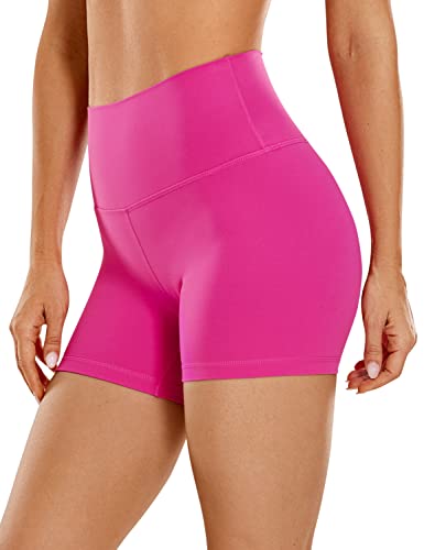 CRZ YOGA Womens Kurze Sporthose Laufshorts Sommer Radlerhose High Waist Yoga Fitness Shorts - ButterLuxe - 10cm Hibiskus-Purpur 34 von CRZ YOGA