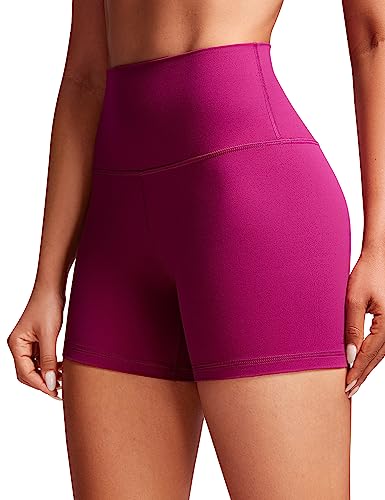 CRZ YOGA Butterluxe Damen Radlerhose Kurze Sporthose High Waist Yoga Sommer Shorts Laufshorts Fitness Hose - 10cm Magenta Violett 40 von CRZ YOGA